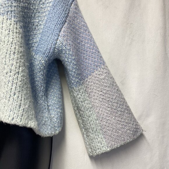 Jessica Simpson Knit Pastel Color-block Oversized Cropped Sweater Women XS Blue - Picture 9 of 16